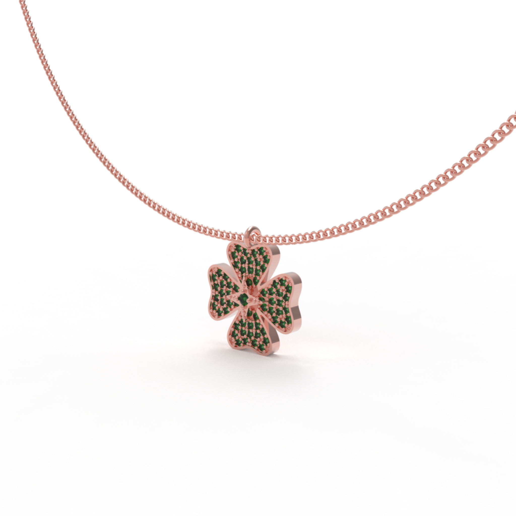 TSavorite Clover Leaf Pendant With Chain, Hallmarked 925 Sterling Silver